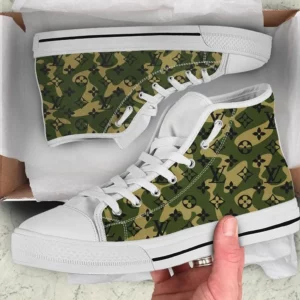Louis Vuitton Camouflage High Top Canvas Shoes Luxury Brand Gifts For Men Women