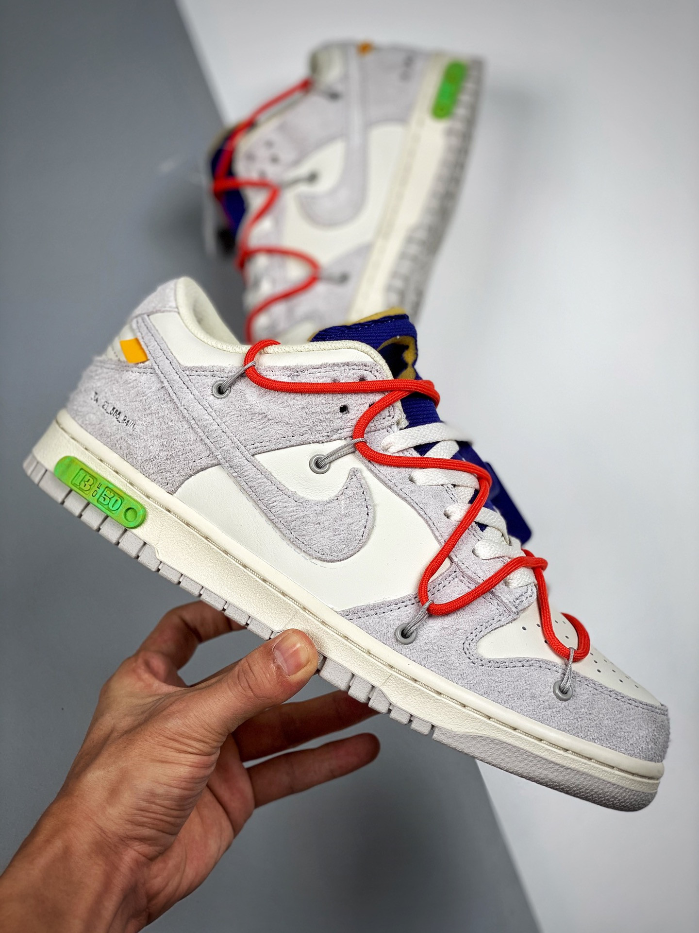 Off-White x Nike Dunk Low 13 of 50 Sail Grey Habanero Red For Sale