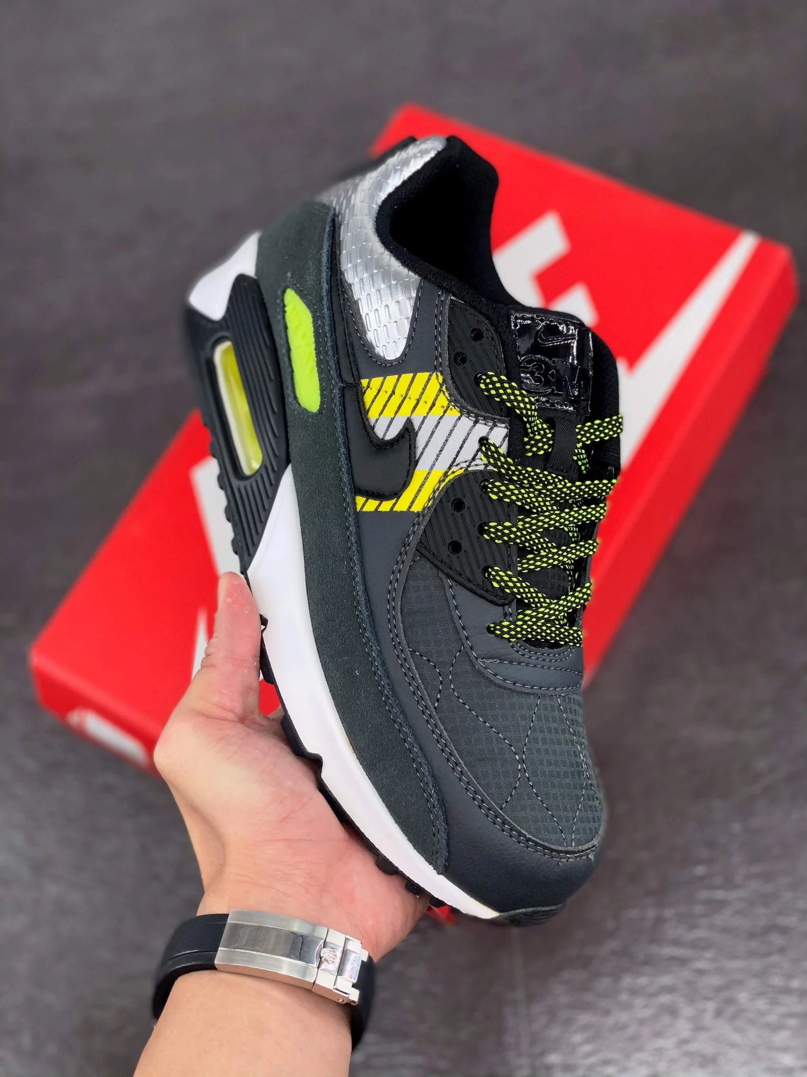 3M x Nike Air Max 90 Anthracite Volt Black For Sale