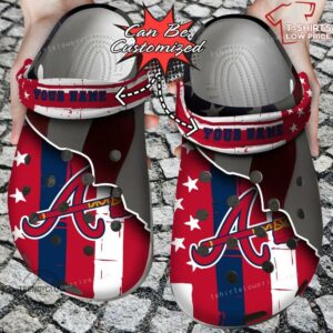 Atlanta Braves Atlanta Braves Baseball Team American Flag Crocs Shoes XS