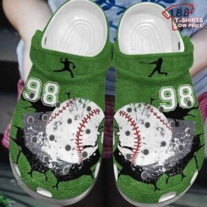 Baseball Cracks Green Personalize Custom Number On Sandal Kid Crocs Shoes FZ