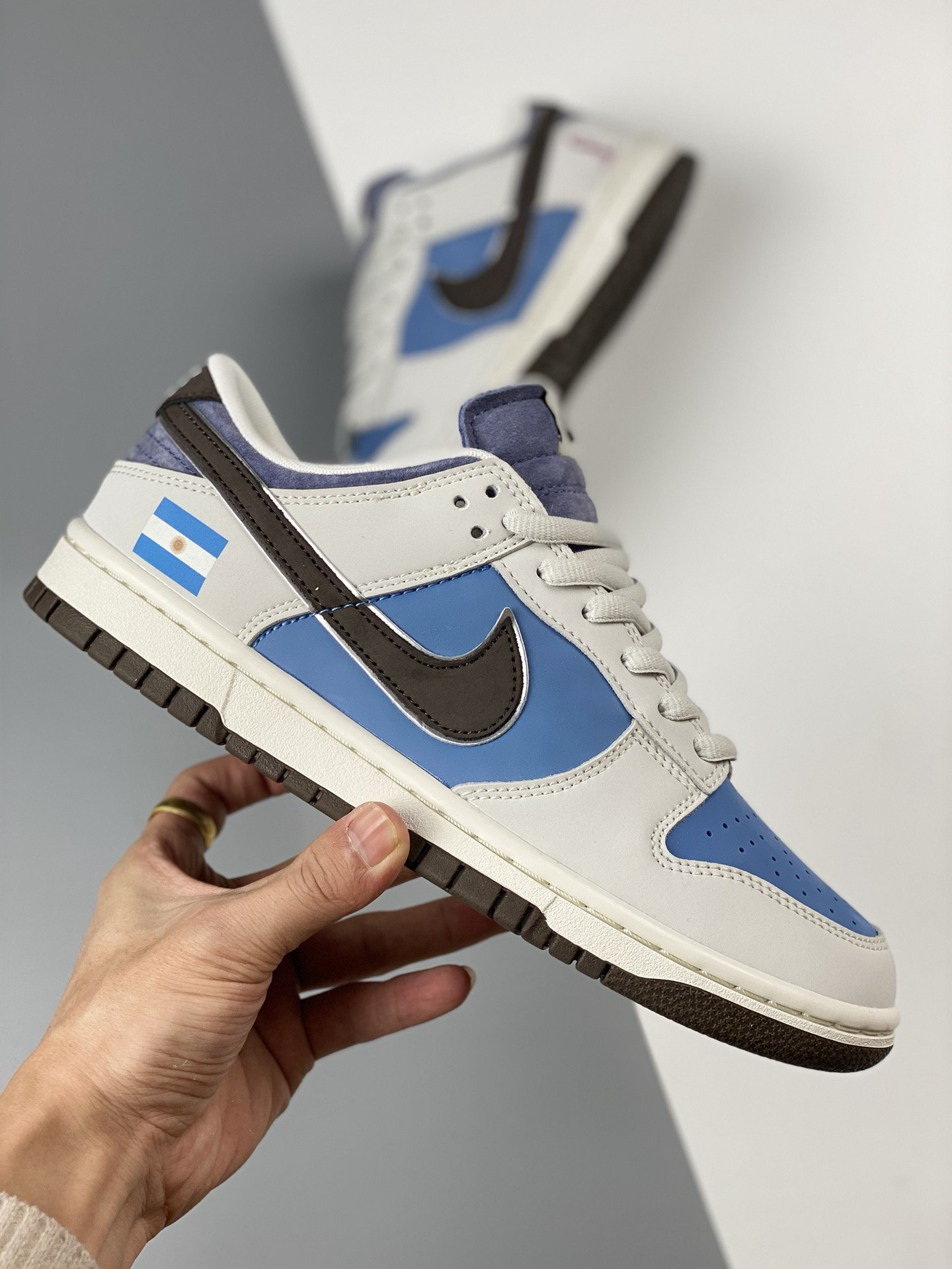 Custom Nike Dunk Low Argentina White Blue For Sale