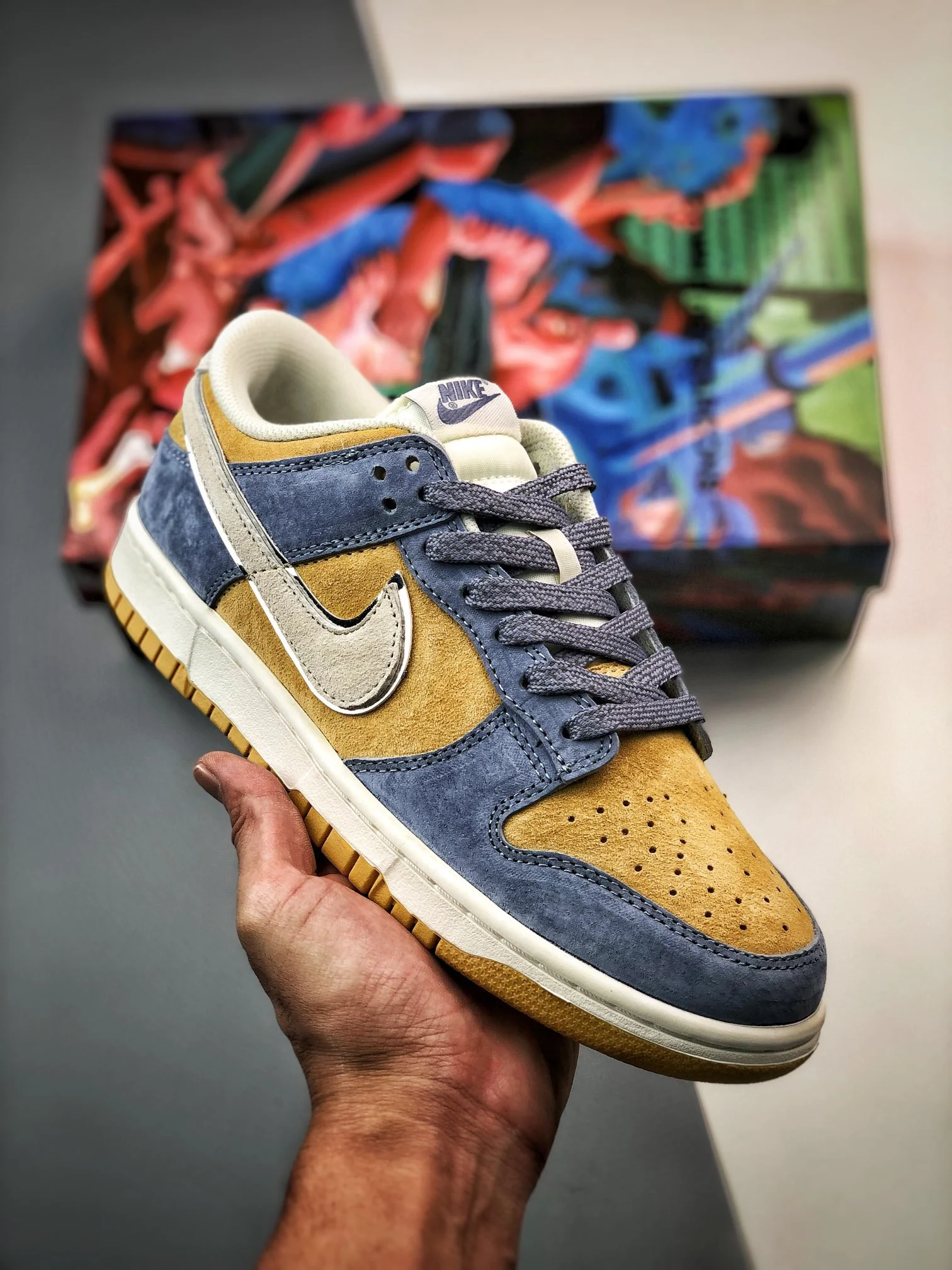 Custom Nike Dunk Low Blue Brown For Sale