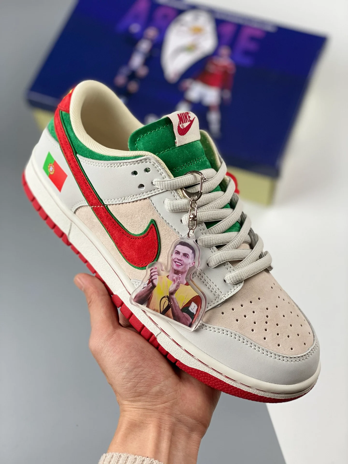 Custom Nike Dunk Low Portugal White Green Red For Sale