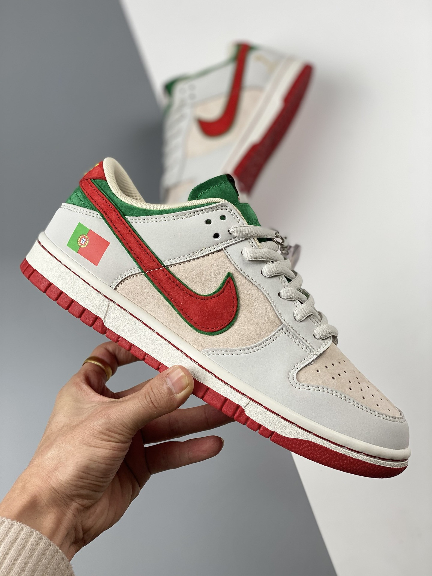 Custom Nike Dunk Low Portugal White Green Red For Sale