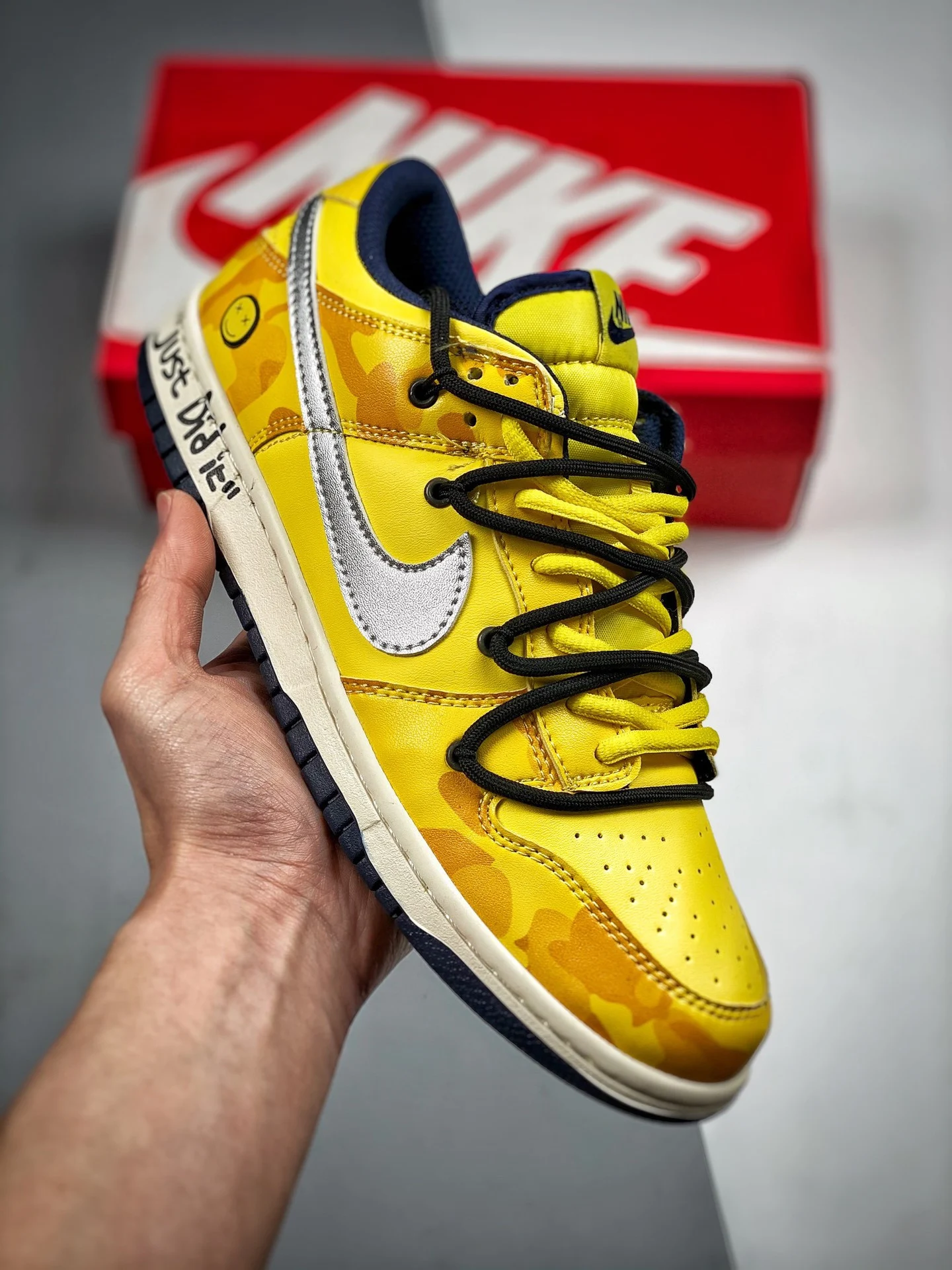 Custom Nike Dunk Low Retro Yellow Navy For Sale