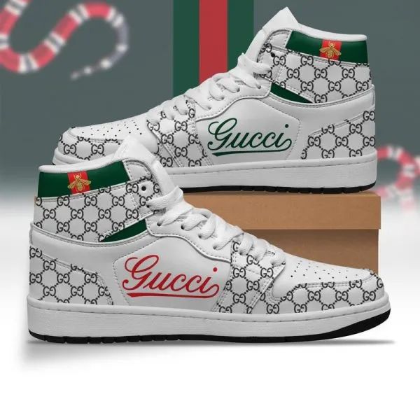 Gucci Bee White High Air Jordan Shoes Sneakers Fashion Brand Luxury