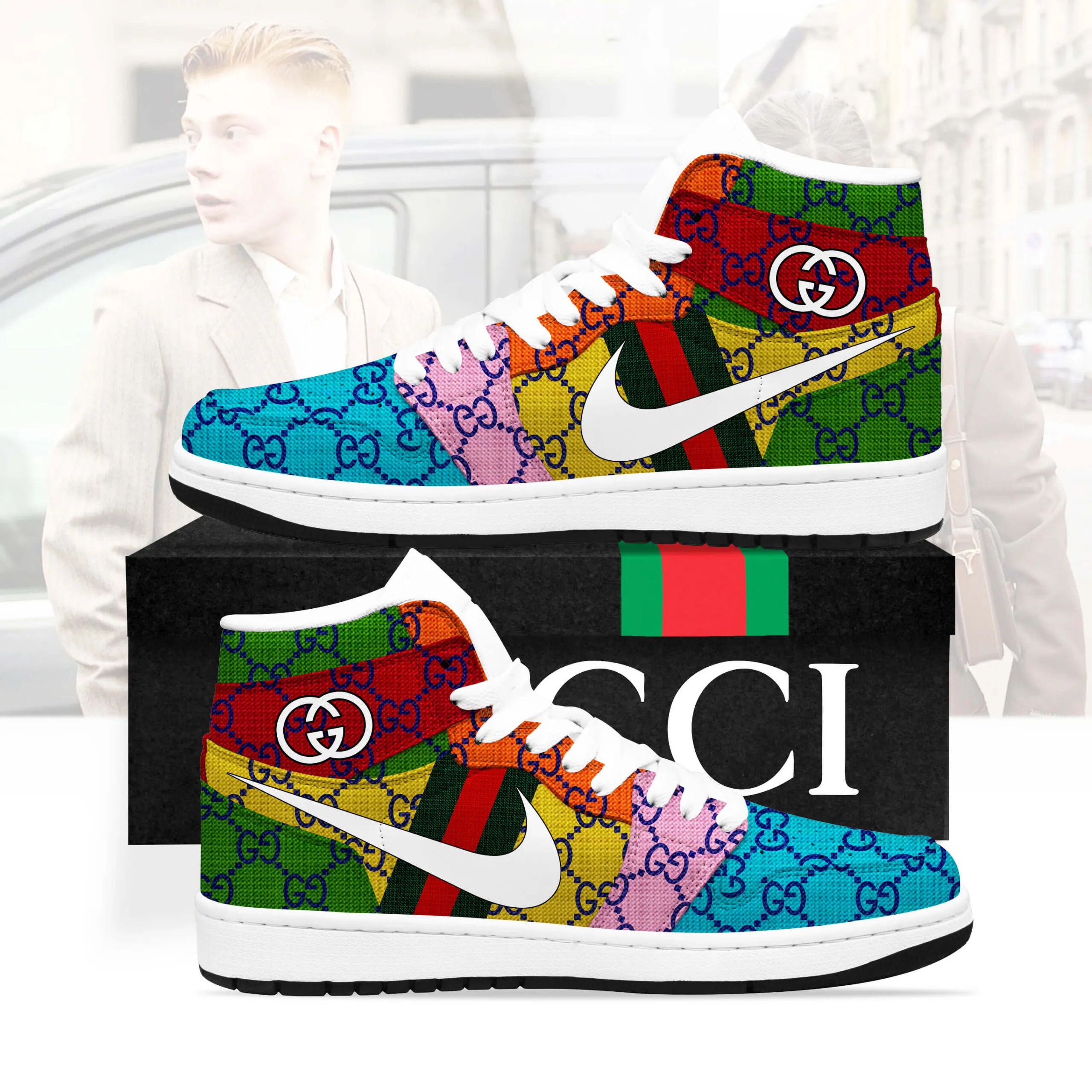 Gucci Colorful High Air Jordan Luxury Fashion Brand Sneakers Shoes