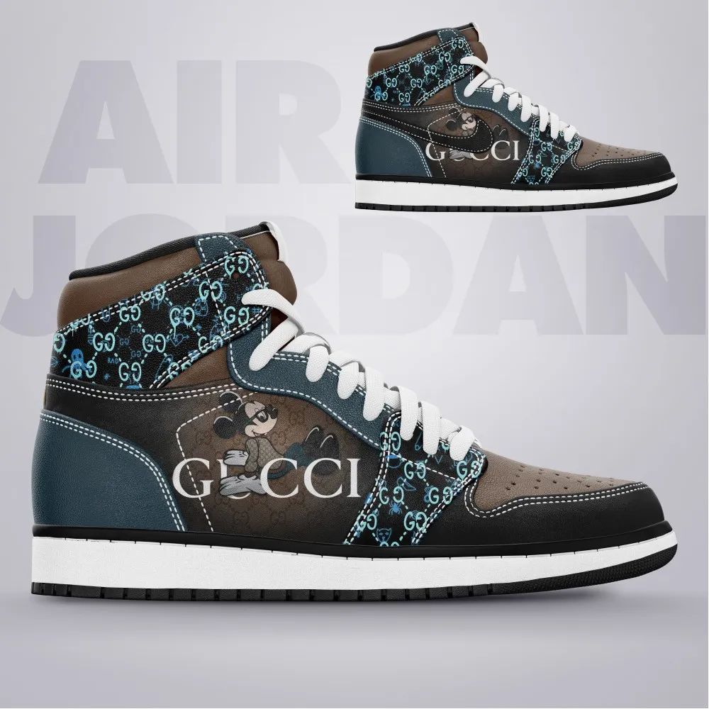 Gucci Mickey Mouse High Air Jordan Luxury Shoes Fashion Brand Sneakers