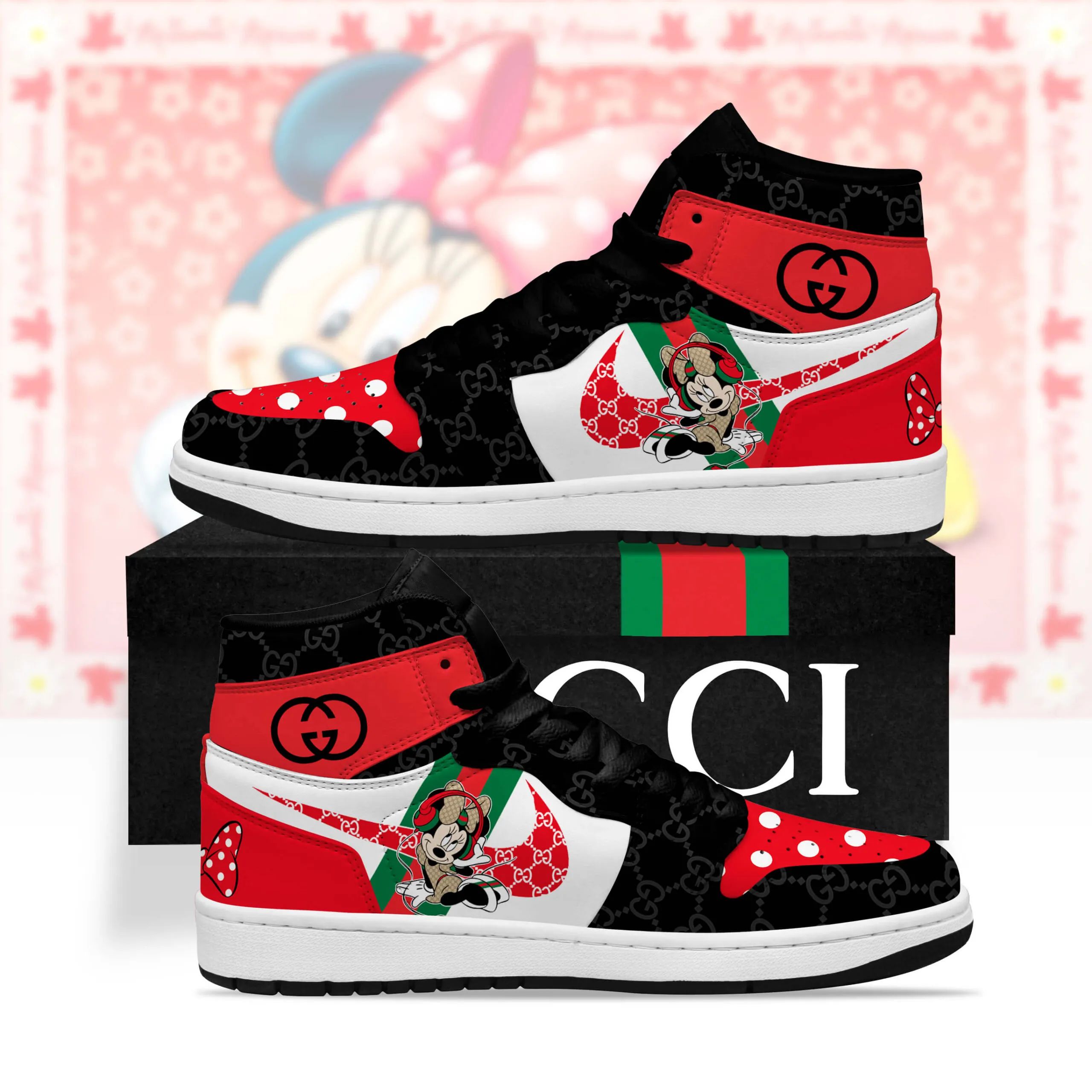 Gucci Mickey Mouse High Air Jordan Luxury Sneakers Fashion Brand Shoes