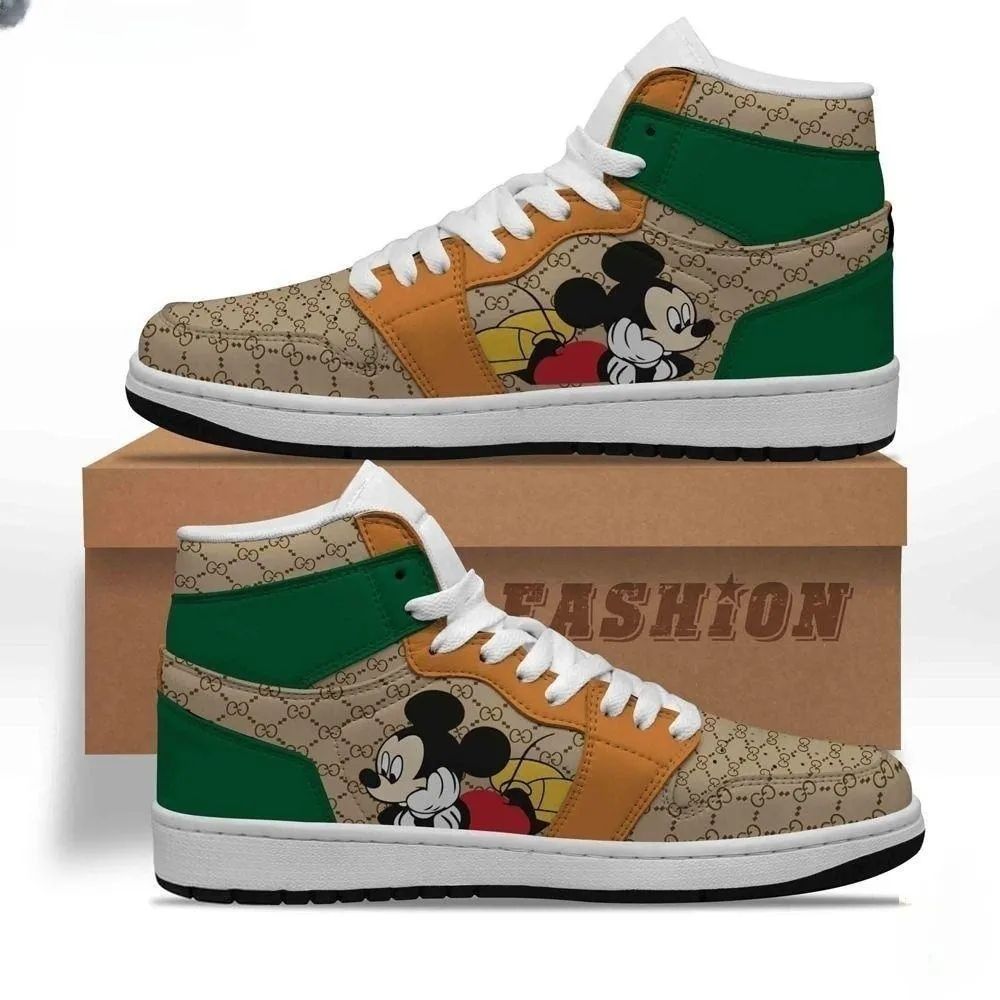 Gucci Mickey Mouse High Air Jordan Luxury Sneakers Shoes Fashion Brand