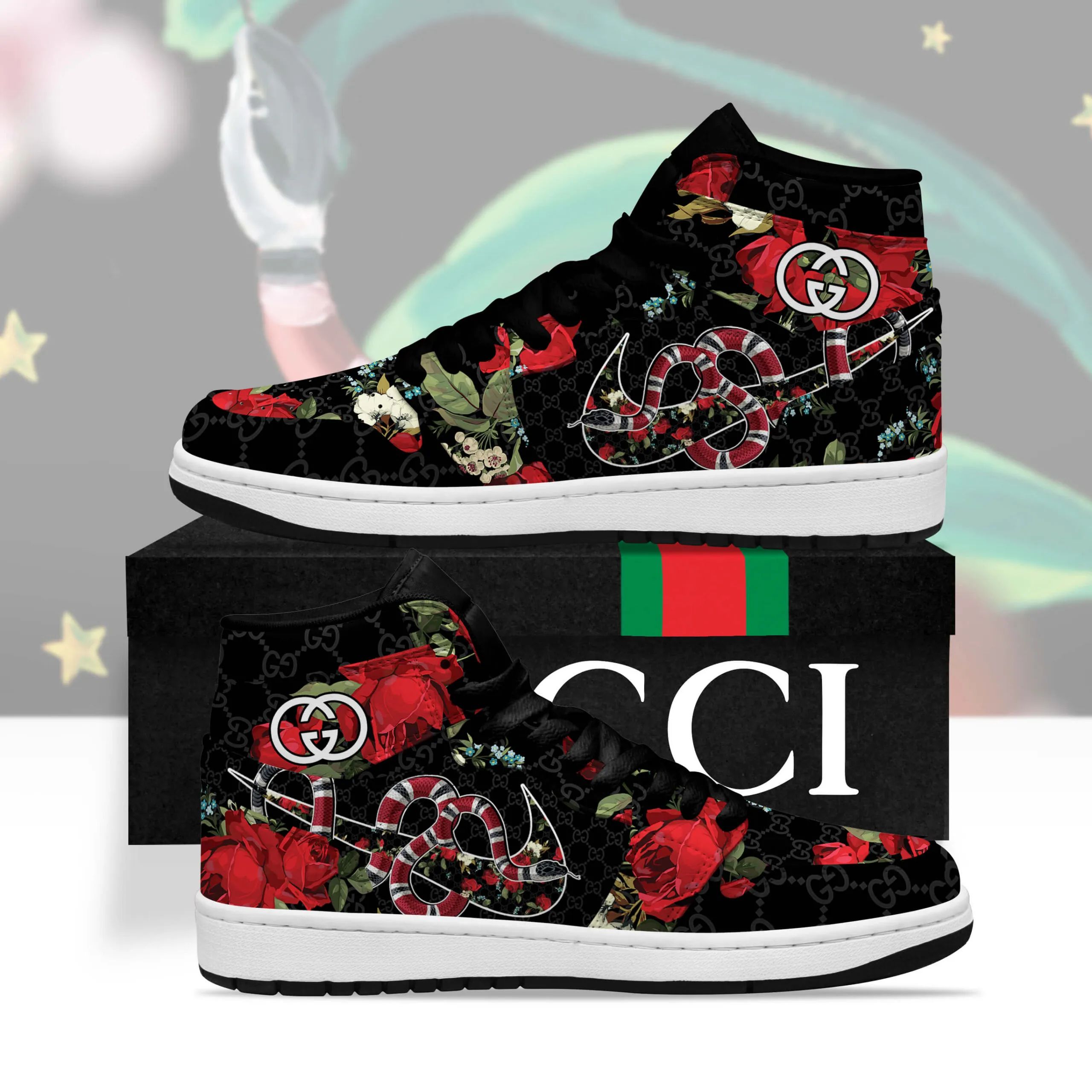 Gucci Snake Roses High Air Jordan Fashion Brand Luxury Shoes Sneakers