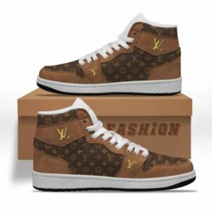 Louis Vuitton LV Brown Monogram High Air Jordan Fashion Brand Luxury Sneakers Shoes