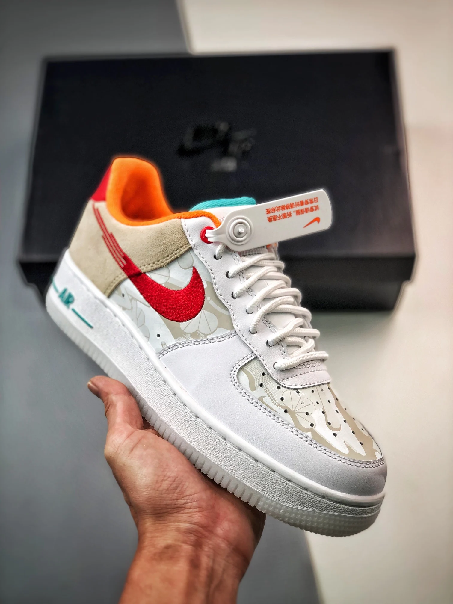 Nike Air Force 1 Low Just Do It White Red Teal FD4205-161 For Sale