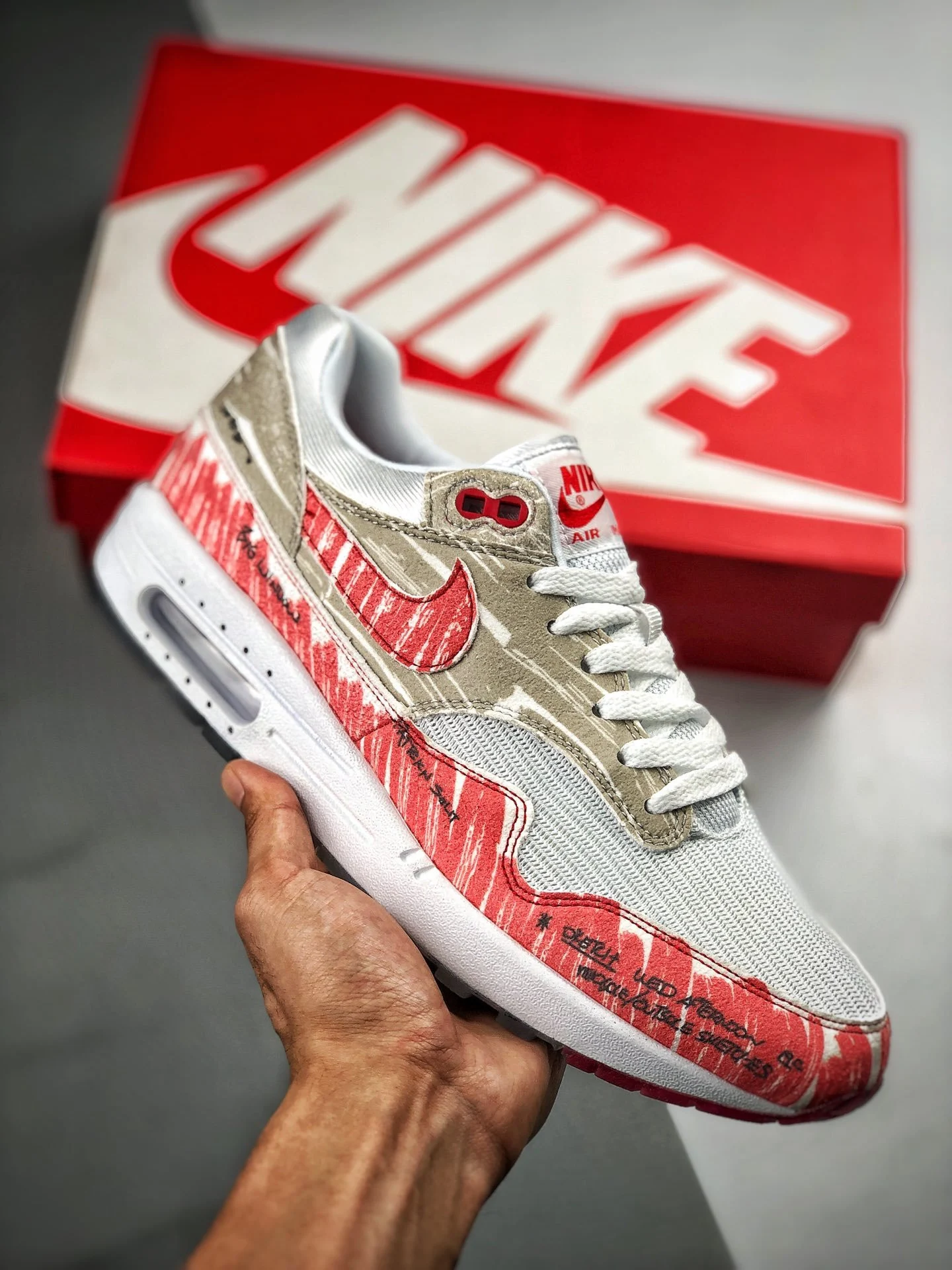 Nike Air Max 1 Sketch To Shelf White University Red On Sale