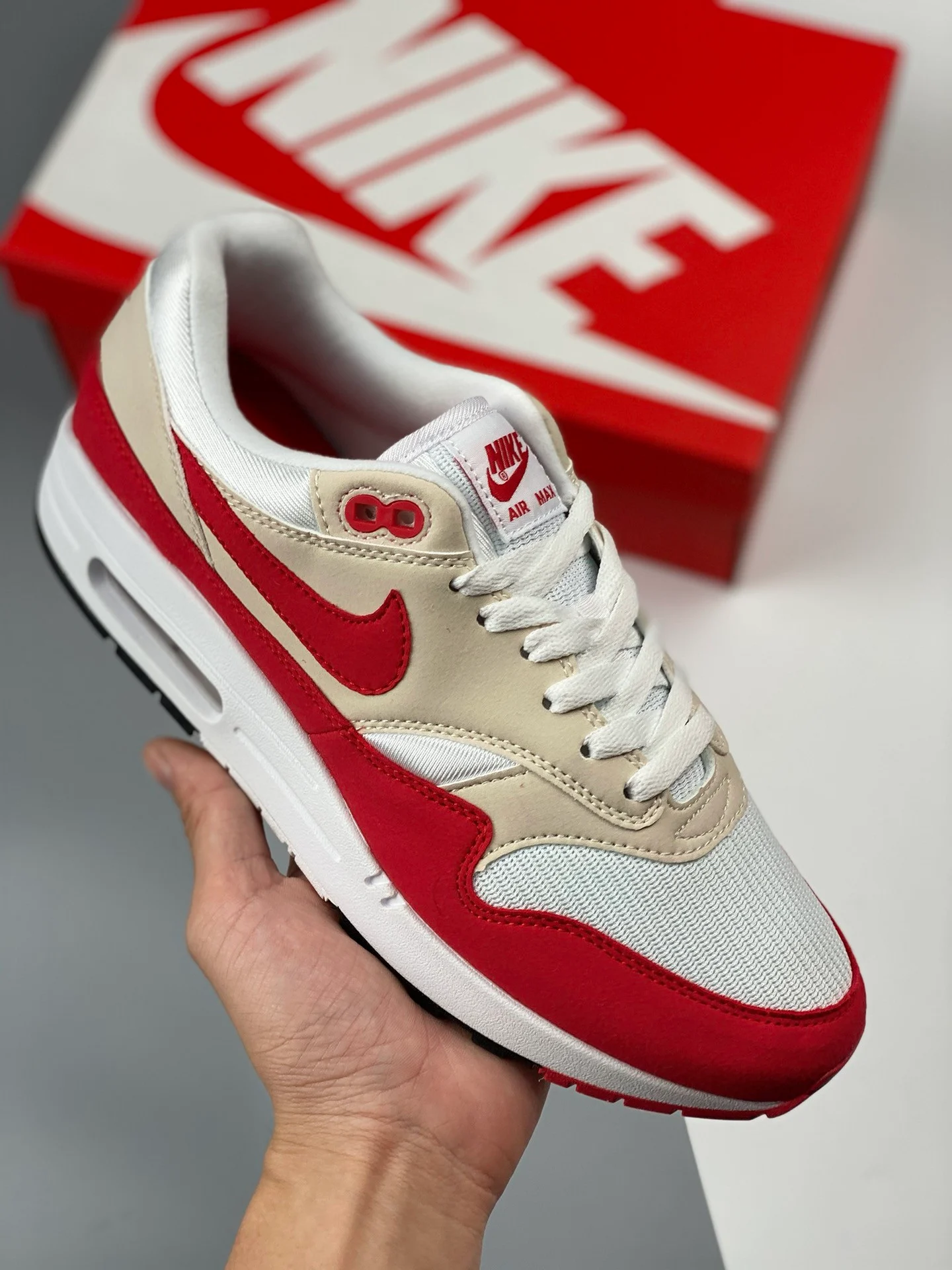 Nike Air Max 1 Anniversary White University Red 908375-103 For Sale