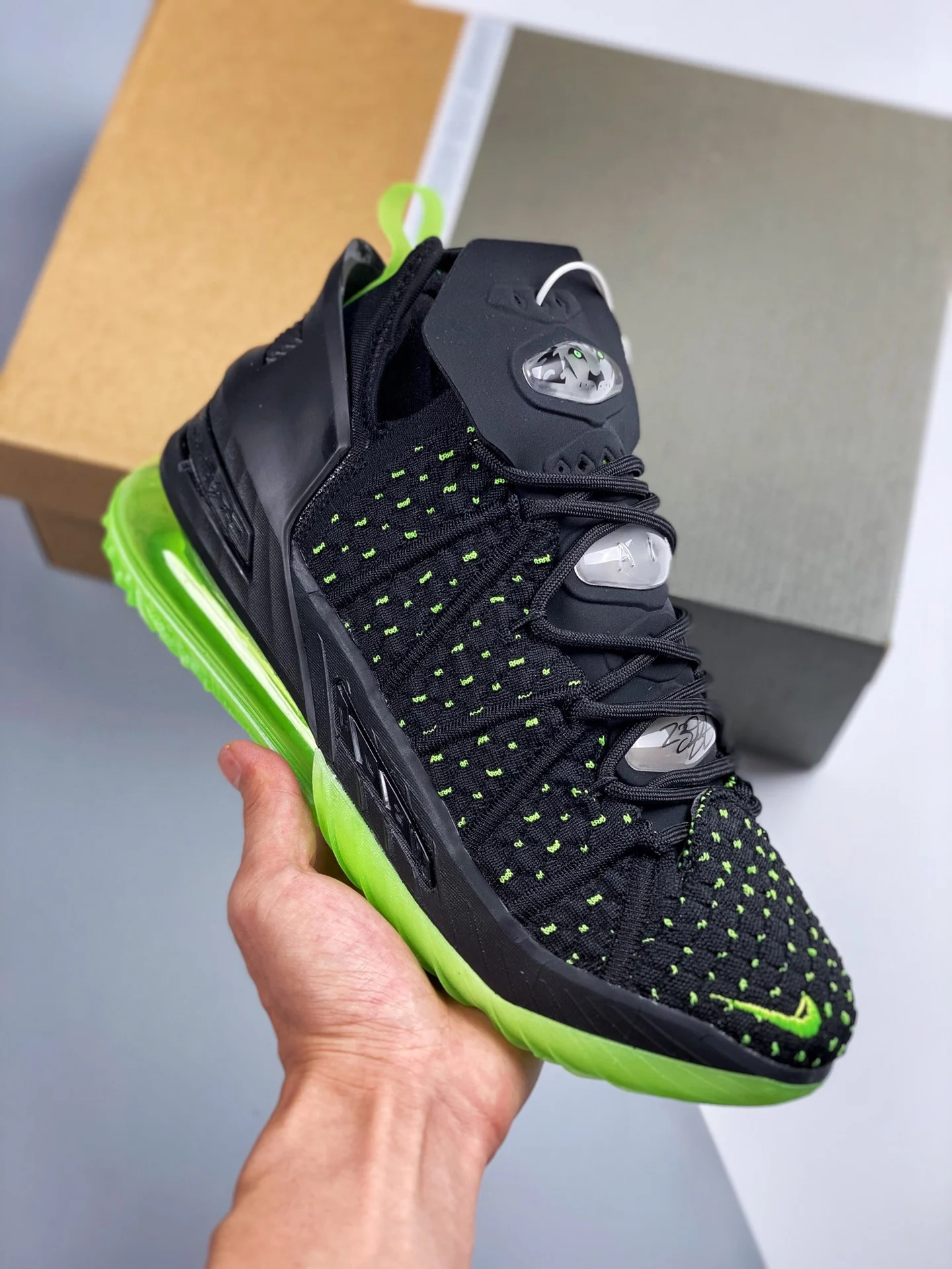 Nike LeBron 18 Dunkman Black Electric Green For Sale