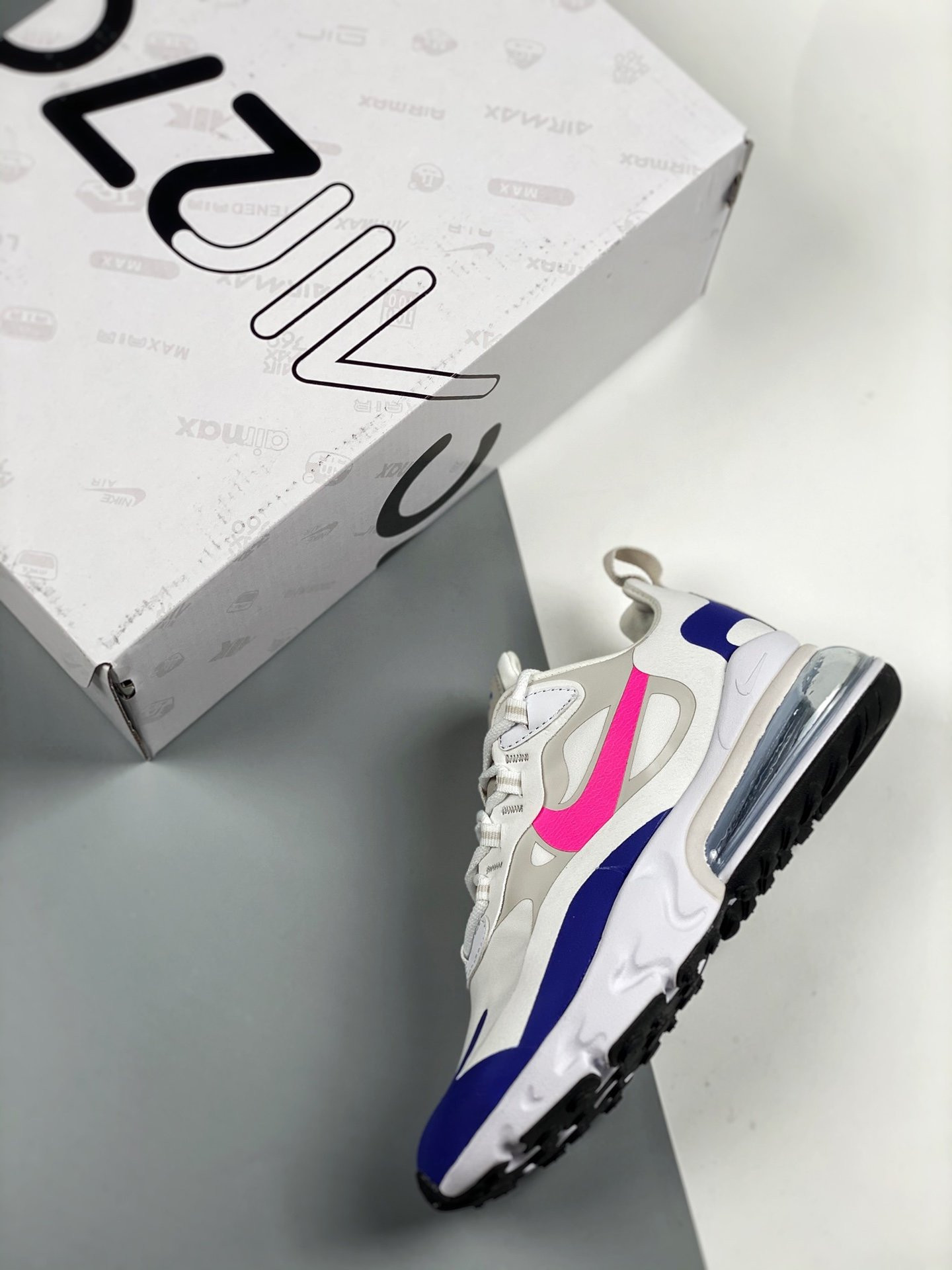 Nike Wmns Air Max 270 React White Navy Pink For Sale
