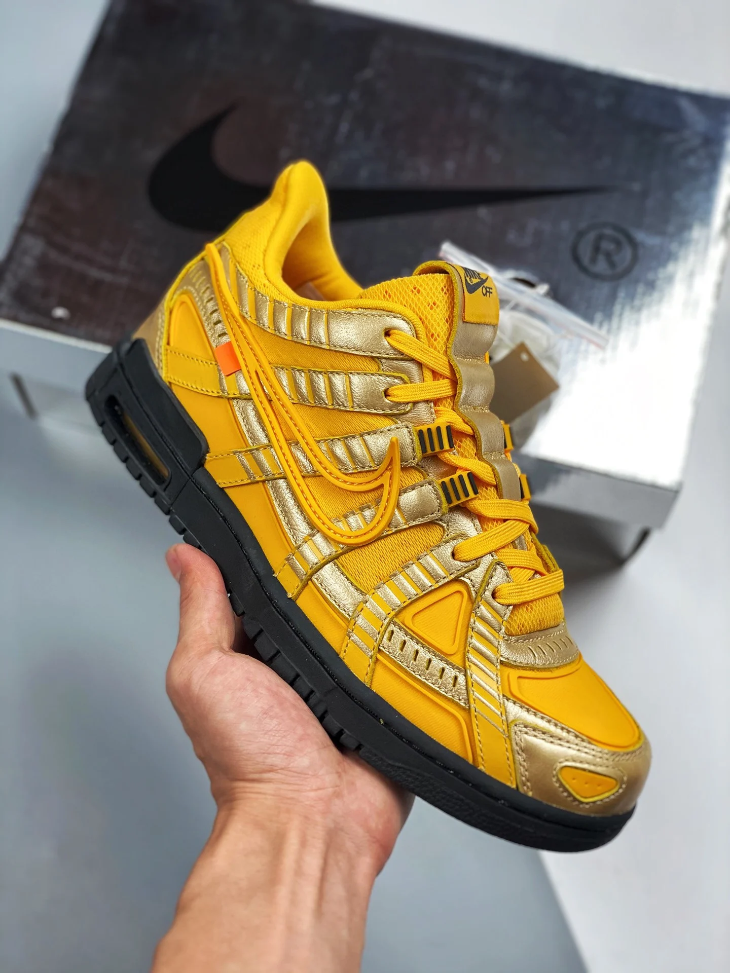Off-White x Nike Air Rubber Dunk University Gold CU6015-700 For Sale