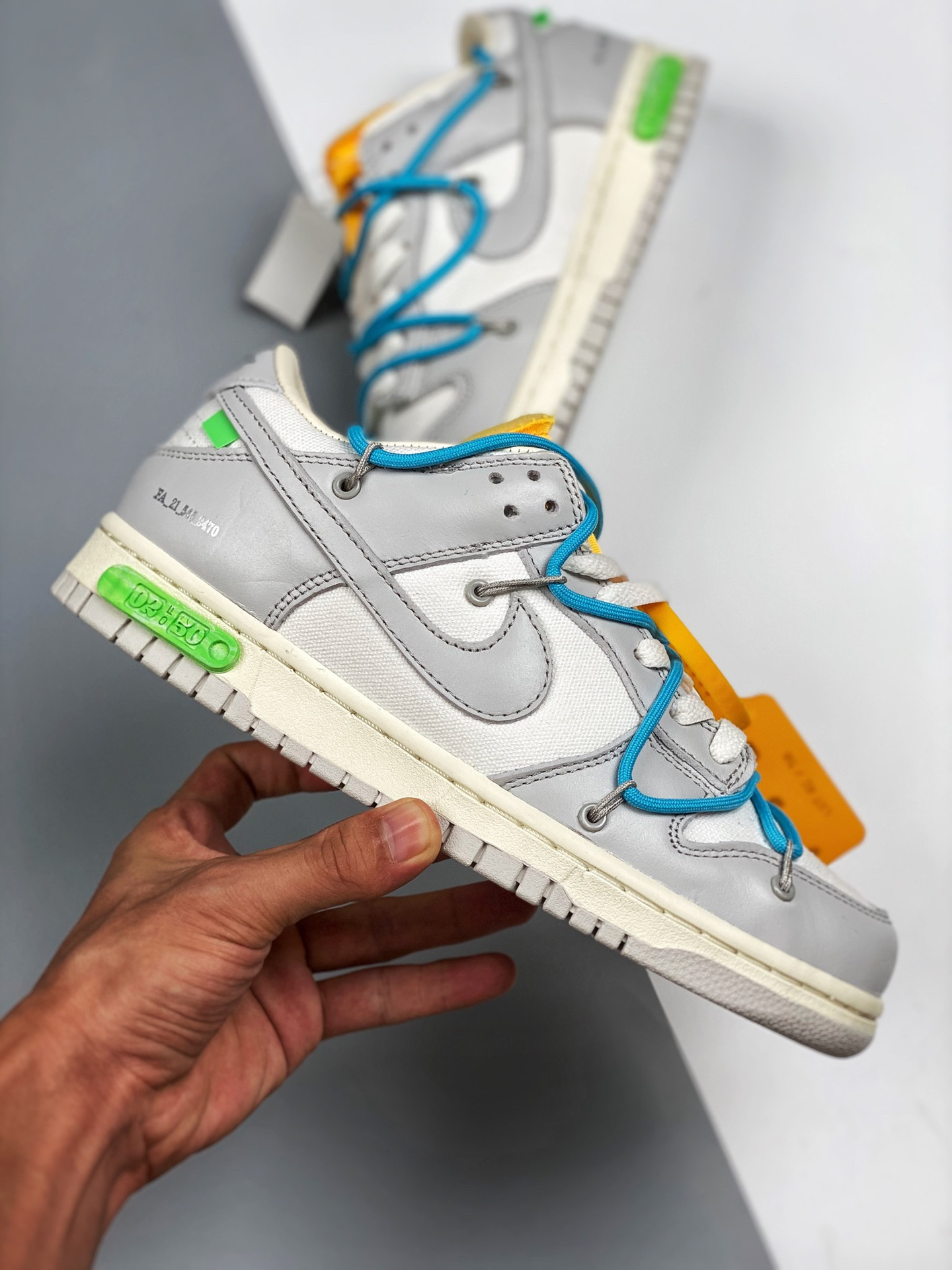 Off-White x Nike Dunk Low 02 of 50 Sail Grey Yellow For Sale