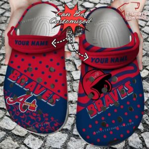 Atlanta Braves Team Polka Dots Colors Crocs Shoes EX