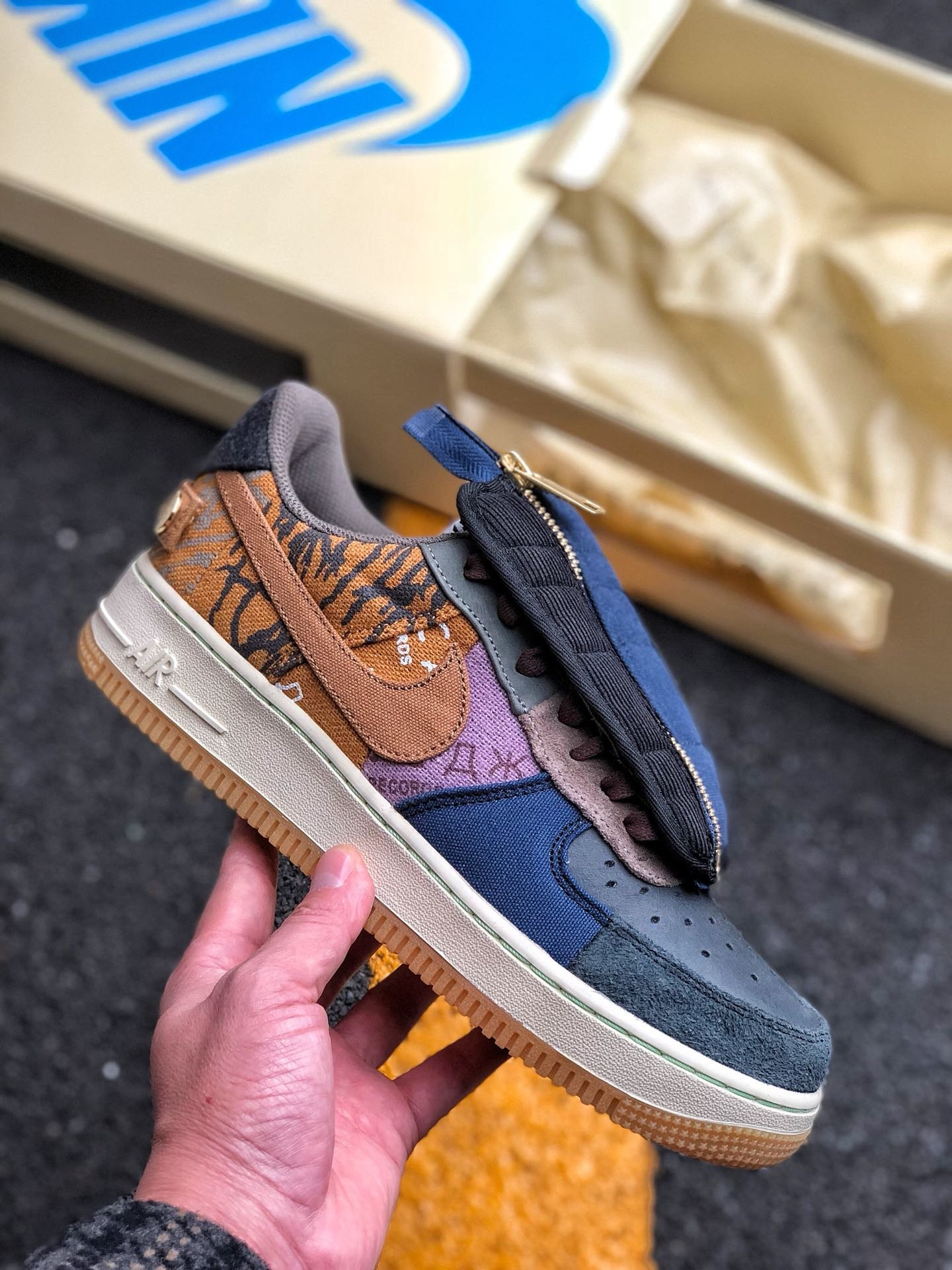 Travis Scott x Nike Air Force 1 Low Multi-Color Muted Bronze-Fossil For Sale