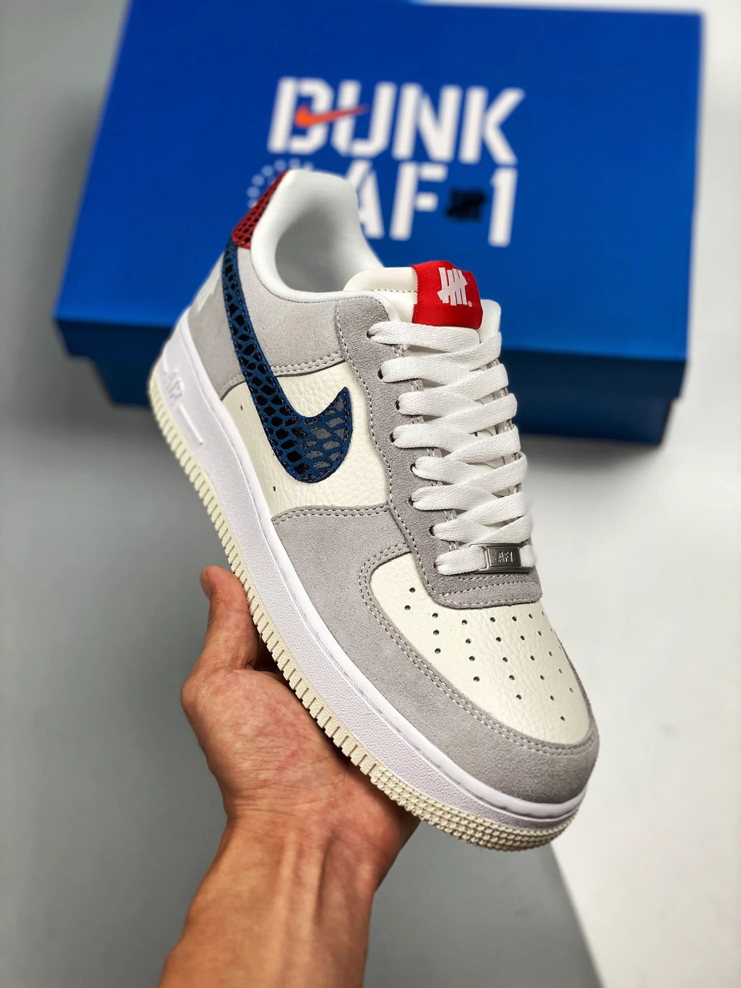 Undefeated x Nike Air Force 1 5 On It Grey Fog Imperial Blue For Sale