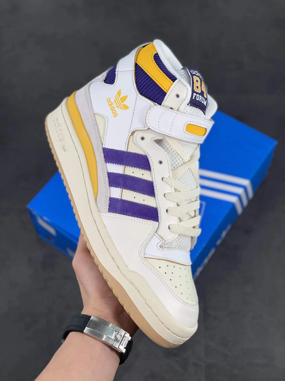 Adidas Forum 84 High Lakers White Purple GX9054 For Sale