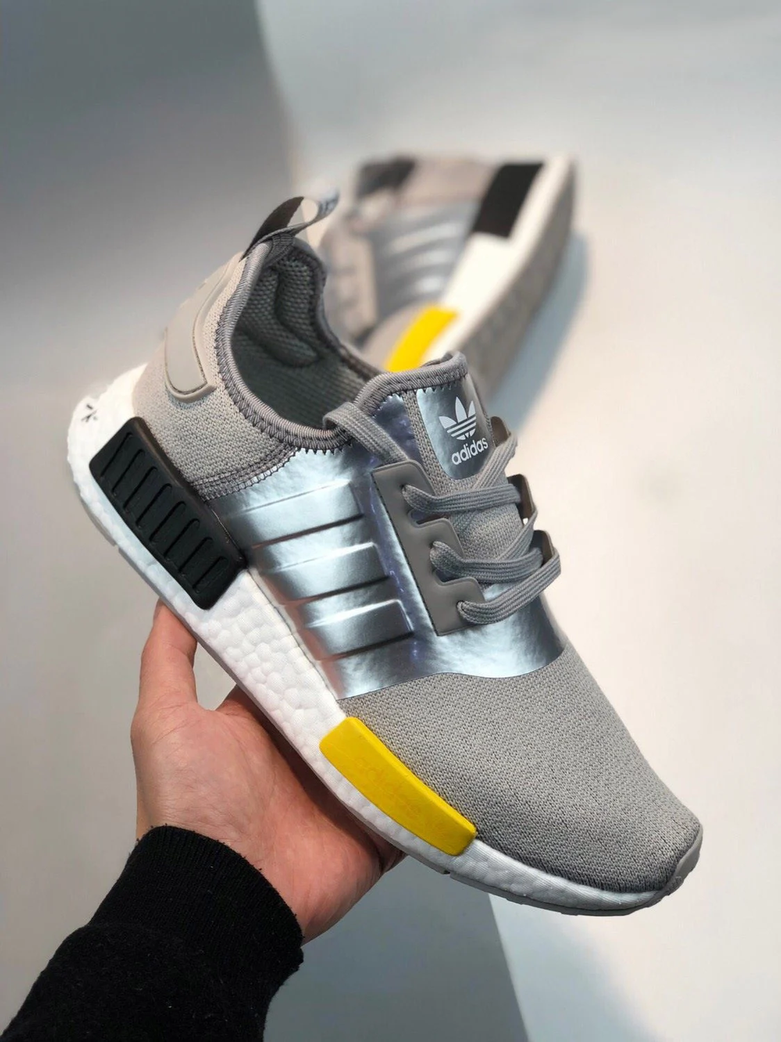 Adidas NMD R1 Metal Grey Yellow-Core Black For Sale