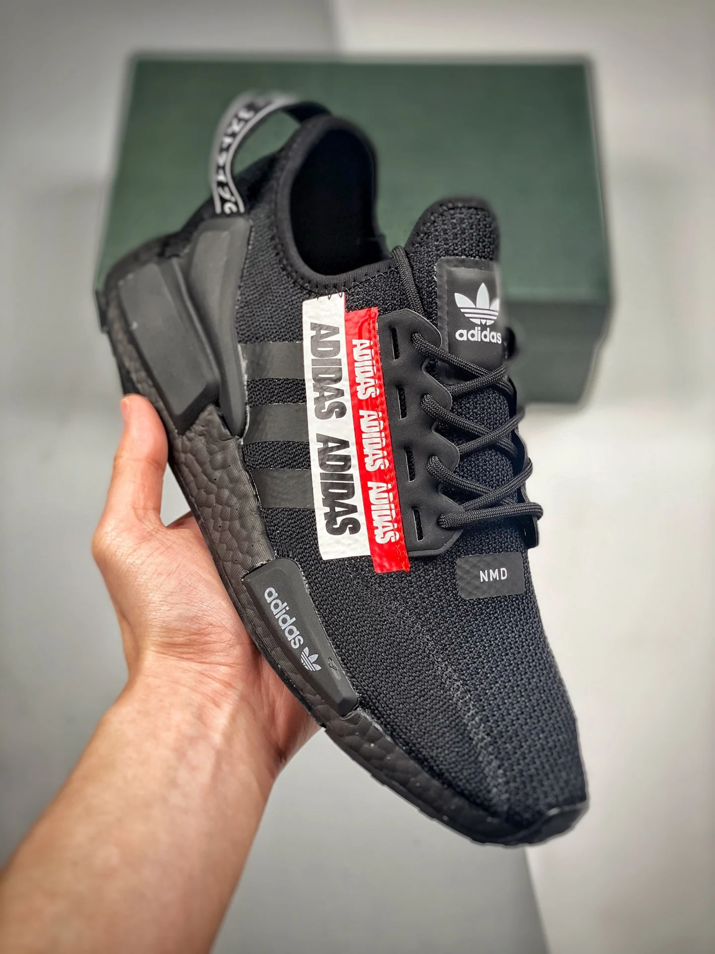 Adidas NMD R1 V2 Overbranded Core Black Red For Sale