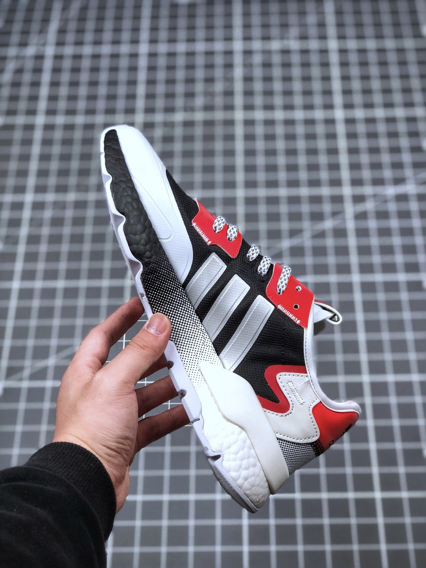 Adidas Nite Jogger Black Silver Metallic White-Red For Sale
