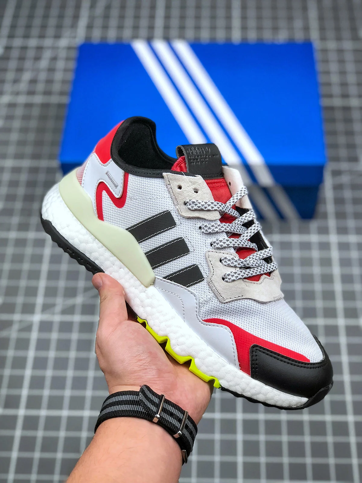 Adidas Nite Jogger Cloud White Core Black Hi-Res Red For Sale