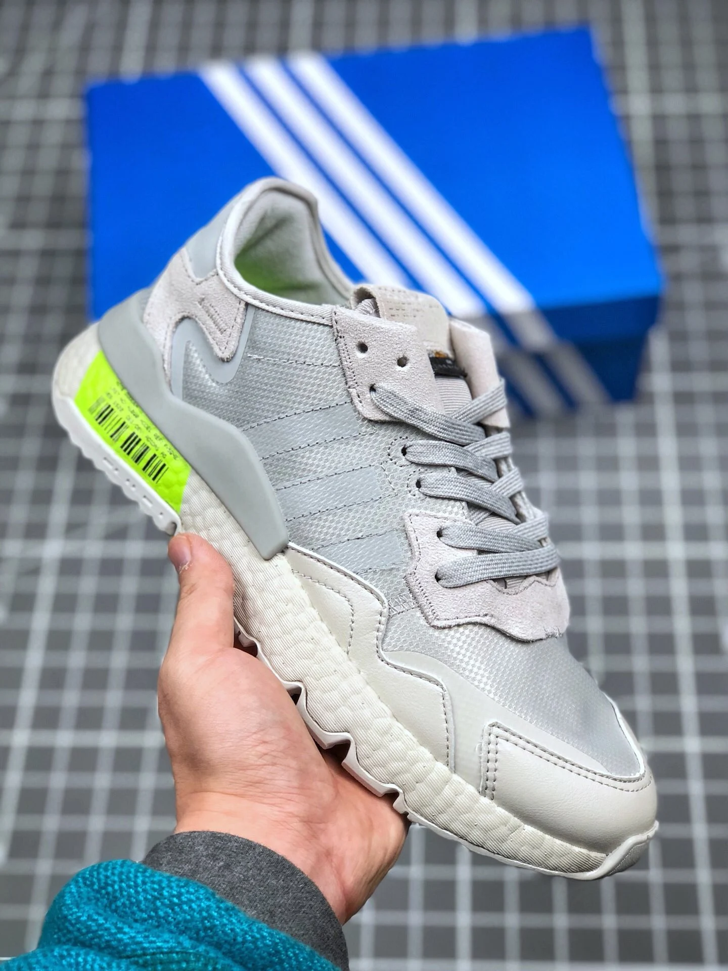Adidas Nite Jogger Grey One Grey Two Signal Green For Sale