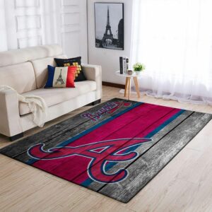 Atlanta Braves Mlb Team Logos Wooden Style Type 8783 Rug Living Room Area Carpet Home Decor
