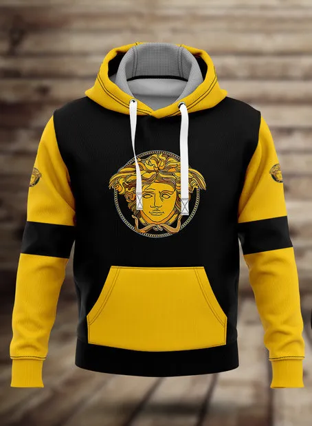 Versace Yellow Black Type 398 Hoodie Outfit Fashion Brand Luxury