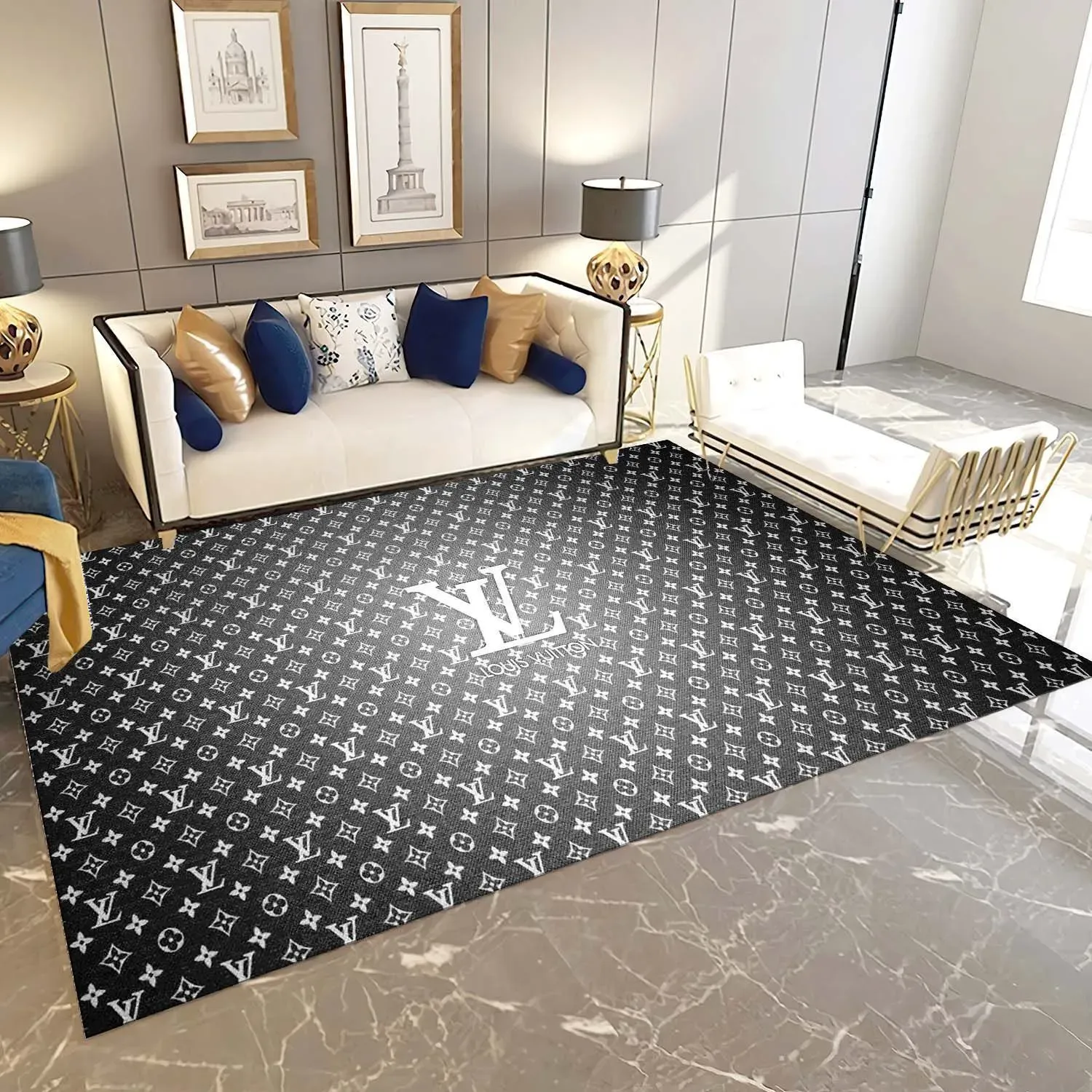 Louis Vuitton Rectangle Rug Home Decor Door Mat Fashion Brand Area Carpet Luxury
