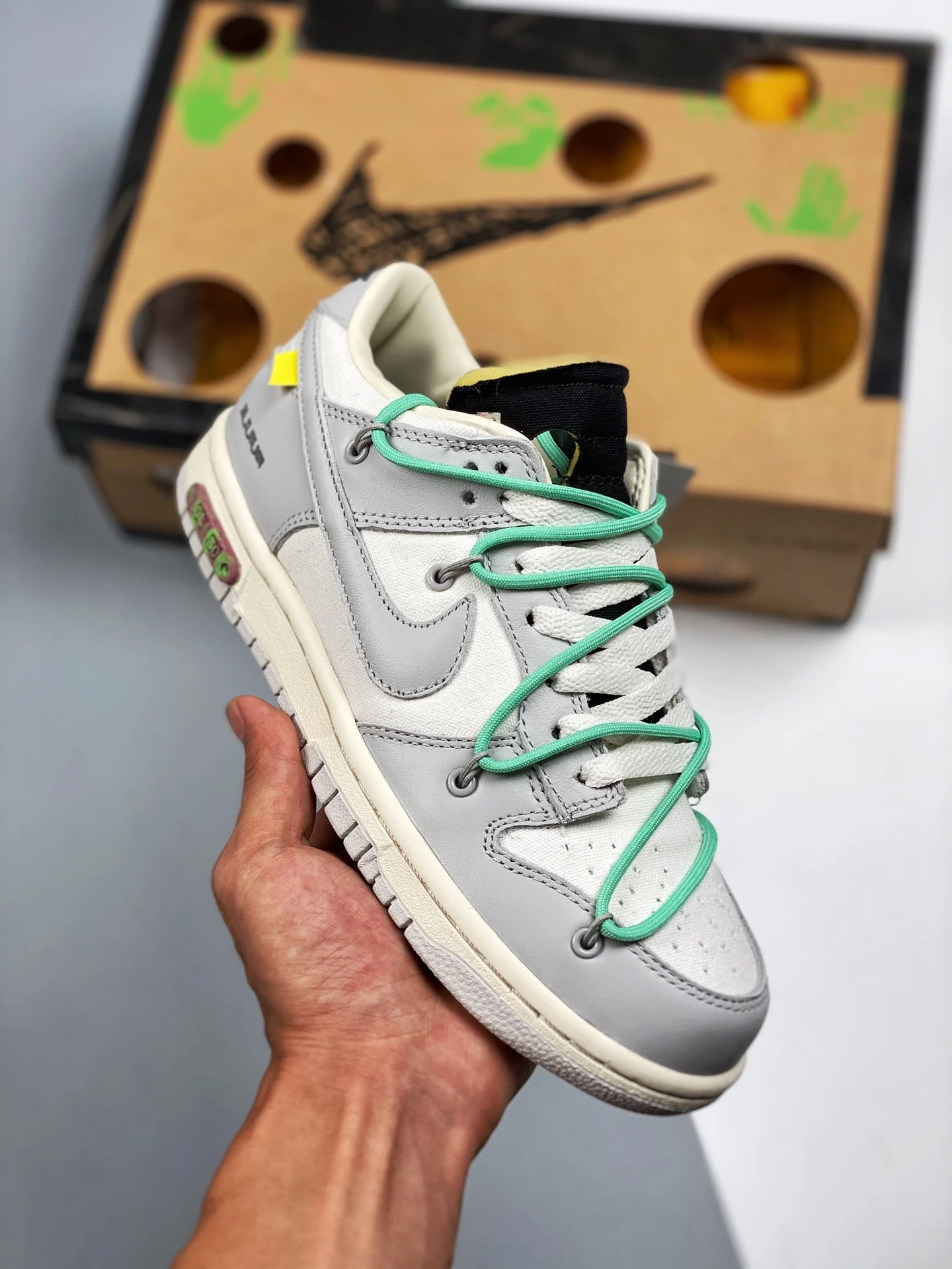 Off-White x Nike Dunk Low 04 of 50 Sail Grey Black For Sale
