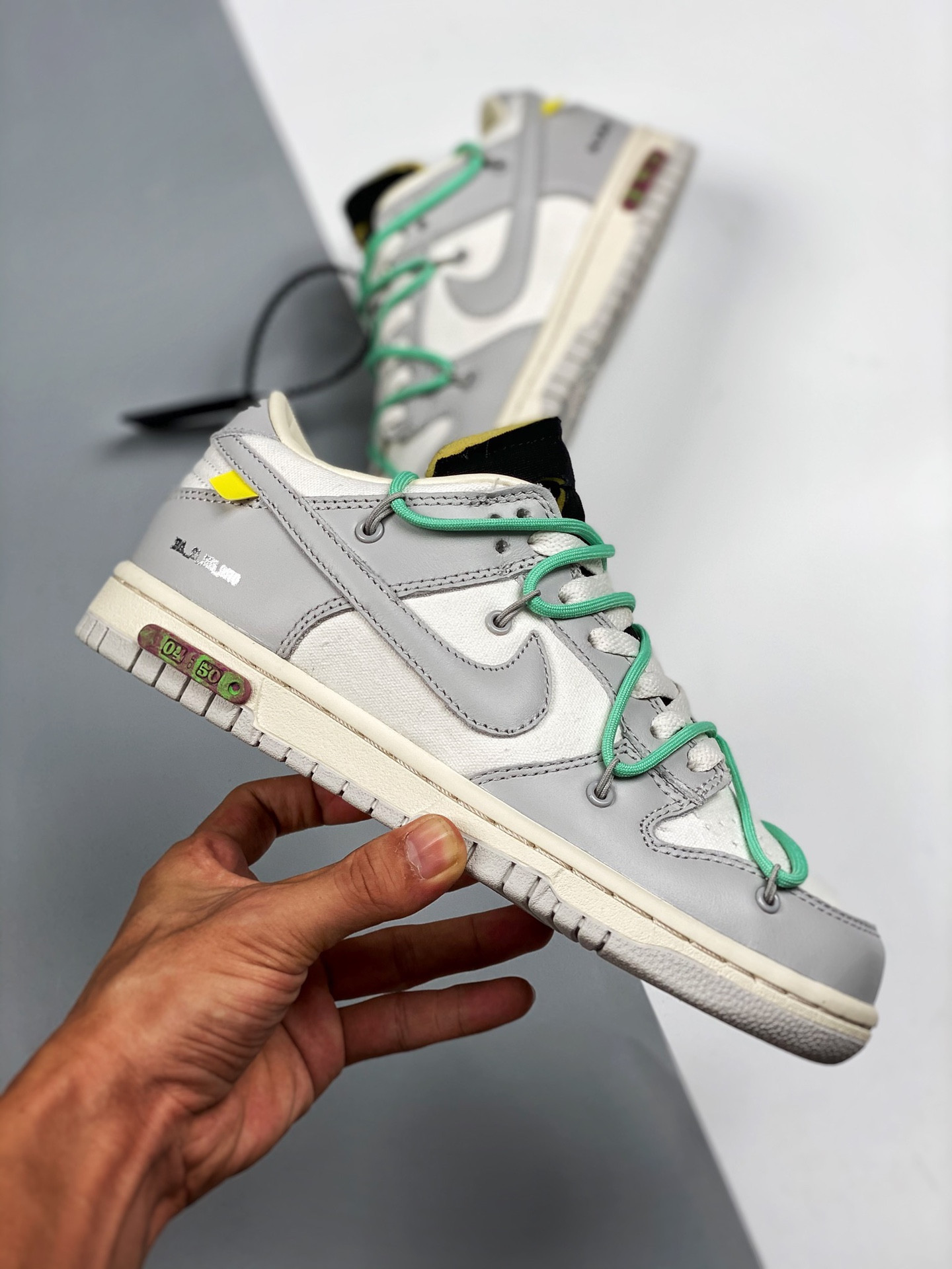 Off-White x Nike Dunk Low 04 of 50 Sail Grey Black For Sale