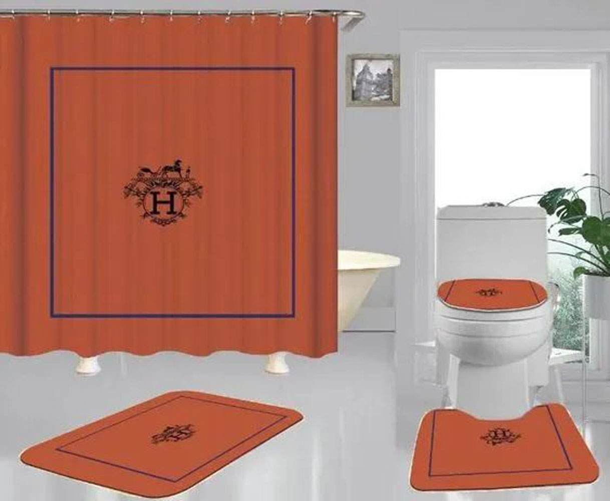 Hermes Paris Orange Bathroom Set Home Decor Hypebeast Bath Mat Luxury Fashion Brand