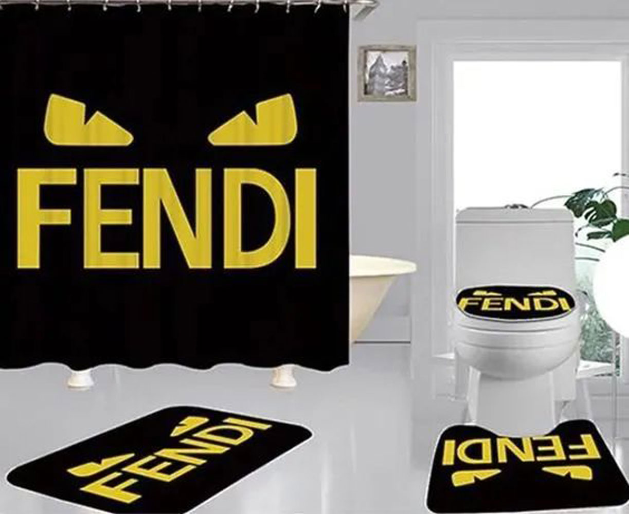 Fendi Black Bathroom Set Bath Mat Home Decor Hypebeast Luxury Fashion Brand