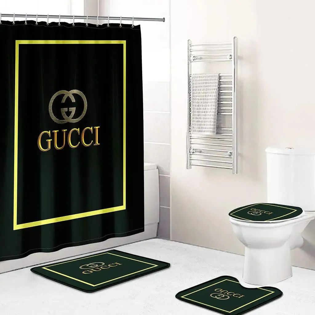 Gucci Black Bathroom Set Hypebeast Bath Mat Home Decor Luxury Fashion Brand