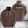 Louis Vuitton Supreme Brown Lv Type 853 Hoodie Fashion Brand Outfit Luxury