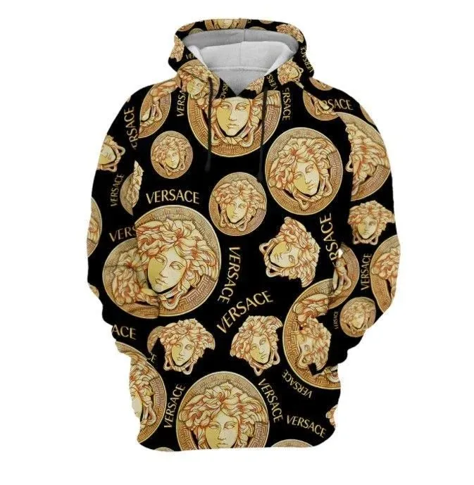 Gianni Versace Black Gold Type 802 Luxury Hoodie Outfit Fashion Brand