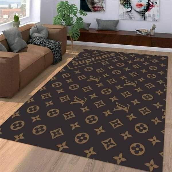 Louis Vuitton Supreme Luxury Fashion Brand Rug Area Carpet Door Mat Home Decor