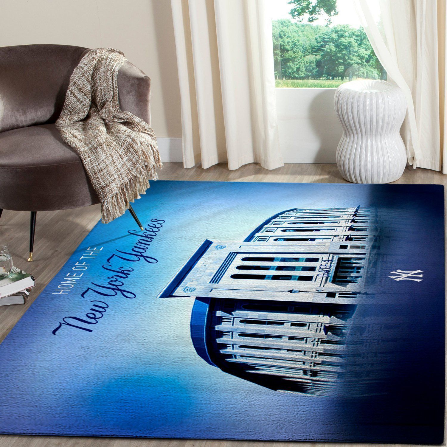 New York Yankees Mlb Baseball Team Logo Type 8782 Rug Home Decor Living Room Area Carpet