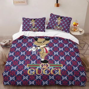 Gucci Mickey Louis Vuitton Logo Brand Bedding Set Bedspread Bedroom Luxury Home Decor
