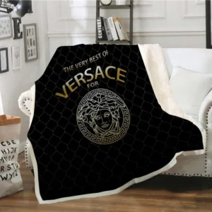 Versace Black The Best Fleece Blanket Luxury Home Decor Fashion Brand