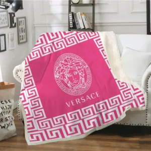 Versace Pinky Fleece Blanket Luxury Fashion Brand Home Decor