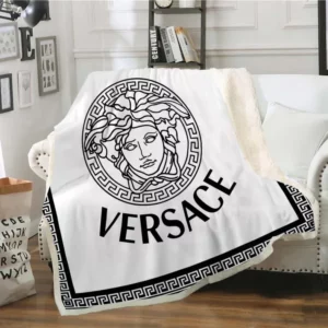 Versace White Fleece Blanket Luxury Fashion Brand Home Decor