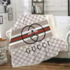 Gucci Bee Logo Fleece Blanket Home Decor Fashion Brand Luxury